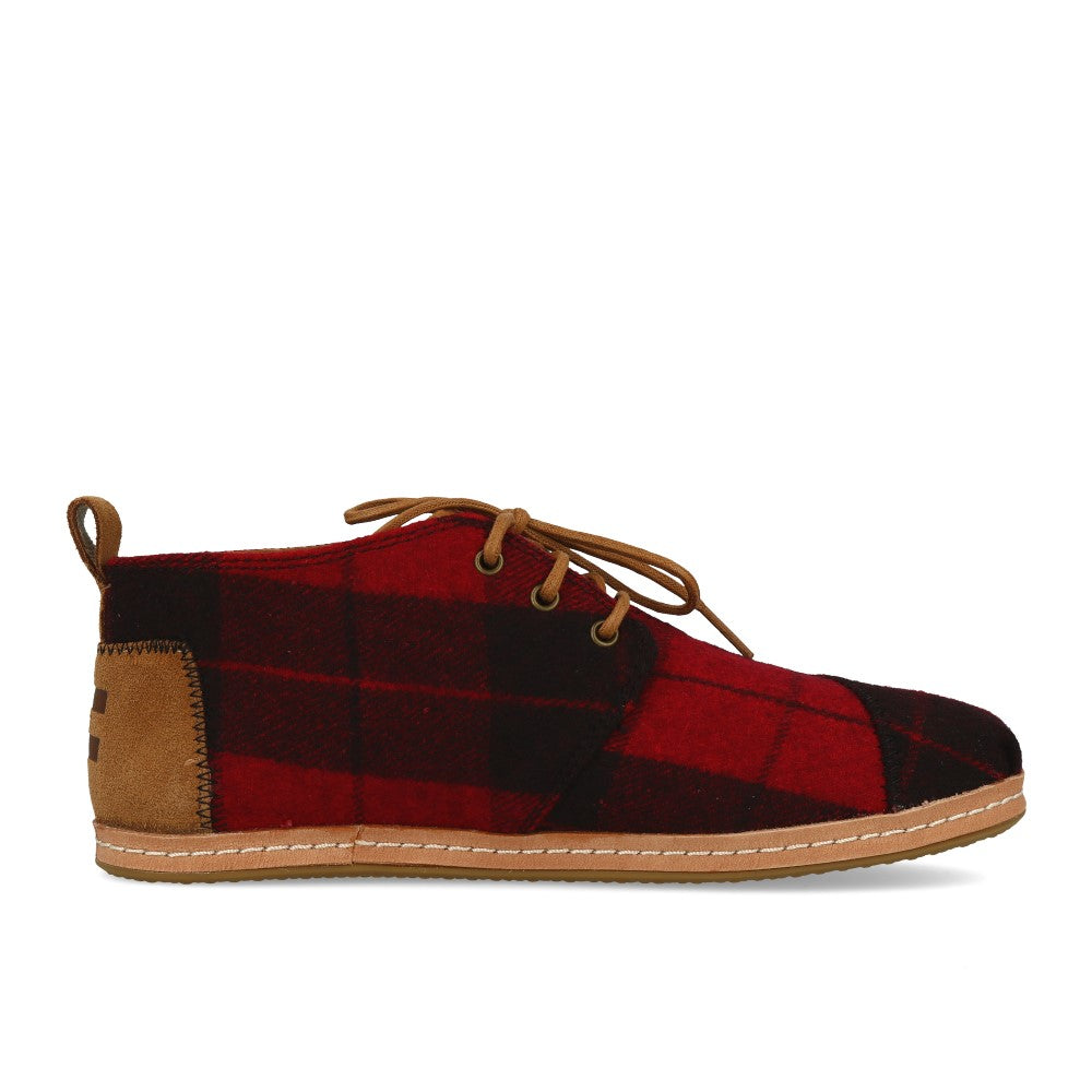 TOMS Wmns Bota Red Plaid Felt On Leather