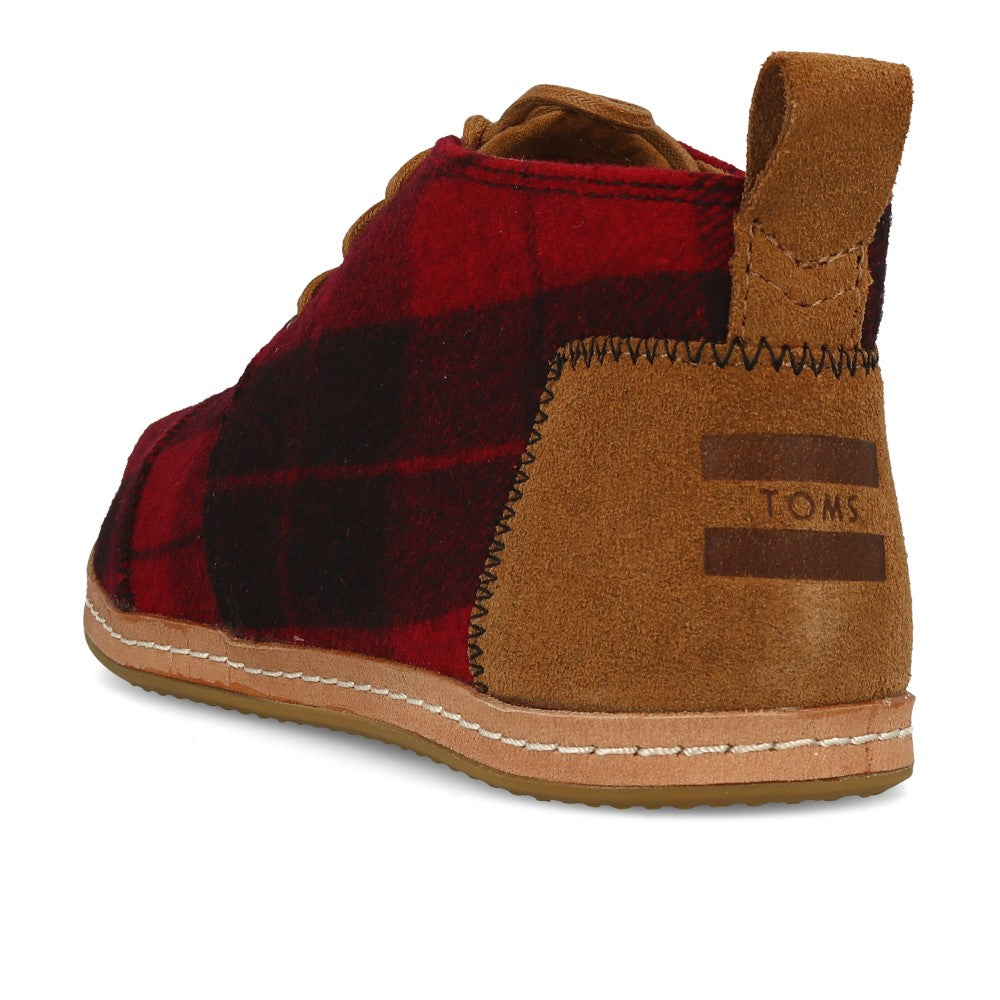 TOMS Wmns Bota Red Plaid Felt On Leather