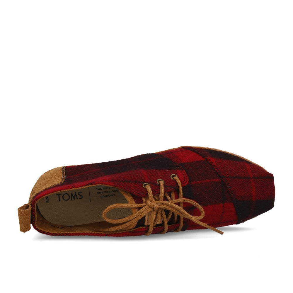 TOMS Wmns Bota Red Plaid Felt On Leather