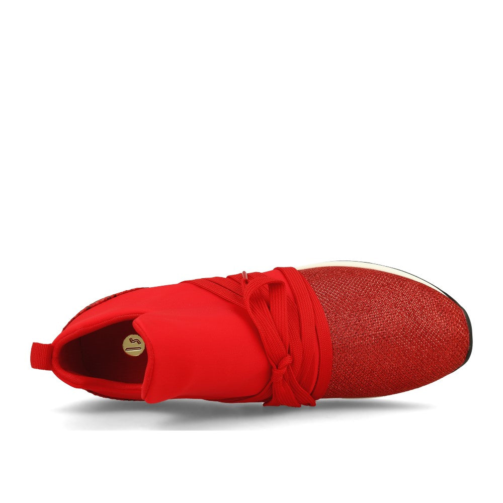 La Strada 1901188 Wedge Sneaker Glitter Lycra Red